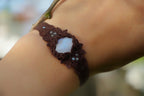 Bracelet manchette Micro Macramé Labradorite Blanche - Coton & Astrance