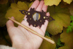 Barrette à Cheveux en Micro macramé Bois de Pommier et Œil de Tigre - Coton & Astrance