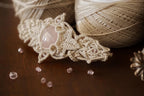 Barrette cheveux bohème en quartz rose – Bijou elfique fait main - Coton & Astrance