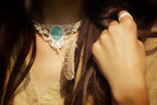 Collier en Micro Macramé avec Amazonite Turquoise et Perles de Nacre - Coton & Astrance