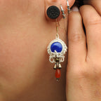 Boucles d'oreilles bohème en lapis lazuli et cornaline - Coton & Astrance