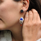 Boucles d'oreilles bohème en lapis lazuli et cornaline - Coton & Astrance