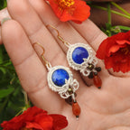 Boucles d'oreilles bohème en lapis lazuli et cornaline - Coton & Astrance
