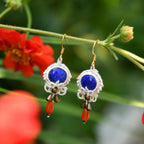 Boucles d'oreilles bohème en lapis lazuli et cornaline - Coton & Astrance