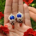 Boucles d'oreilles bohème en lapis lazuli et cornaline - Coton & Astrance