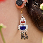 Boucles d’oreilles bohème été lapis lazuli et agate - Coton & Astrance