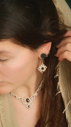 Boucles d’oreilles dentelle en grenat rouge - Coton & Astrance