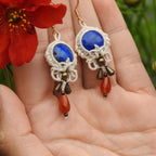 Boucles d'oreilles bohème en lapis lazuli et cornaline - Coton & Astrance
