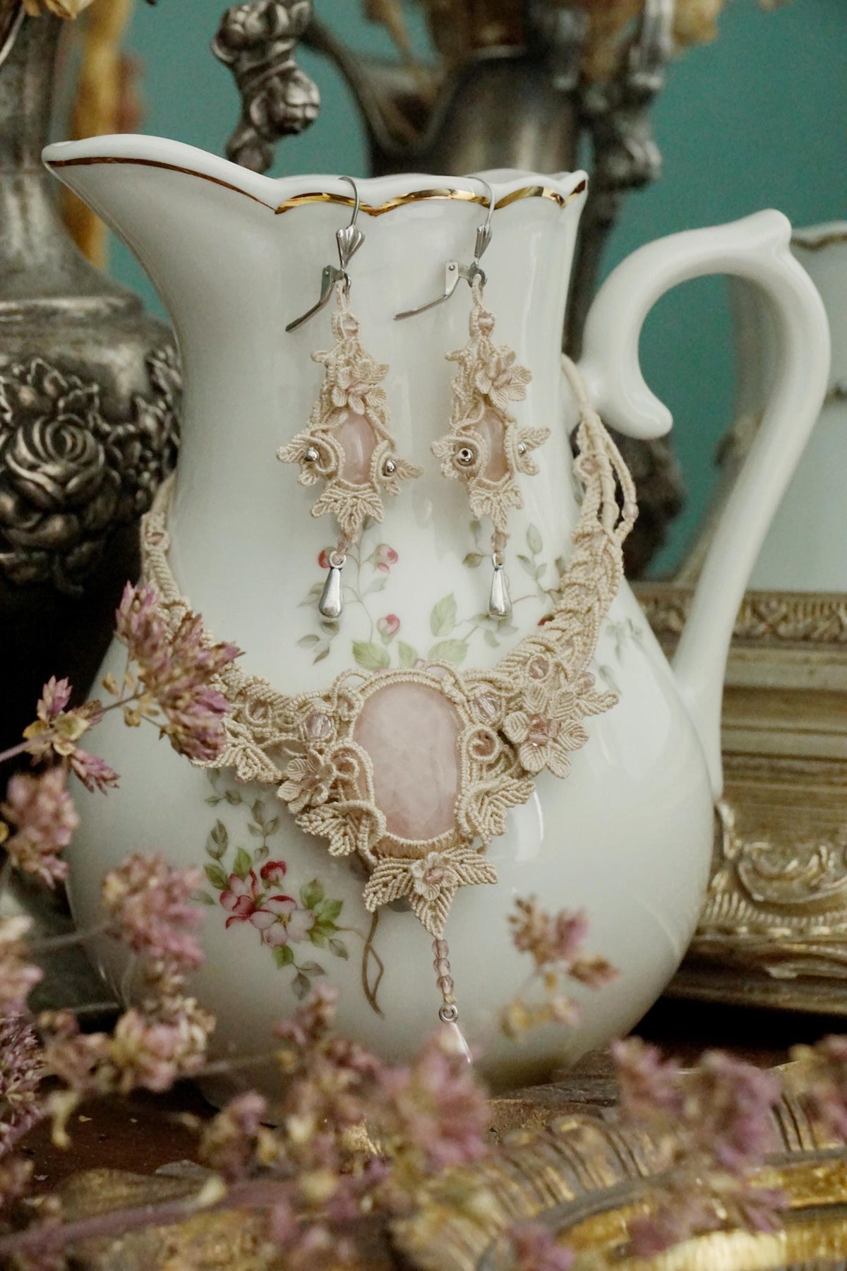Parure quartz rose Spécial Mariage (lot de 2) - Coton & Astrance