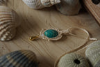 Collier Sautoire Micro Macramé avce Amazonite, Nacre & Goutte Doré - Coton & Astrance