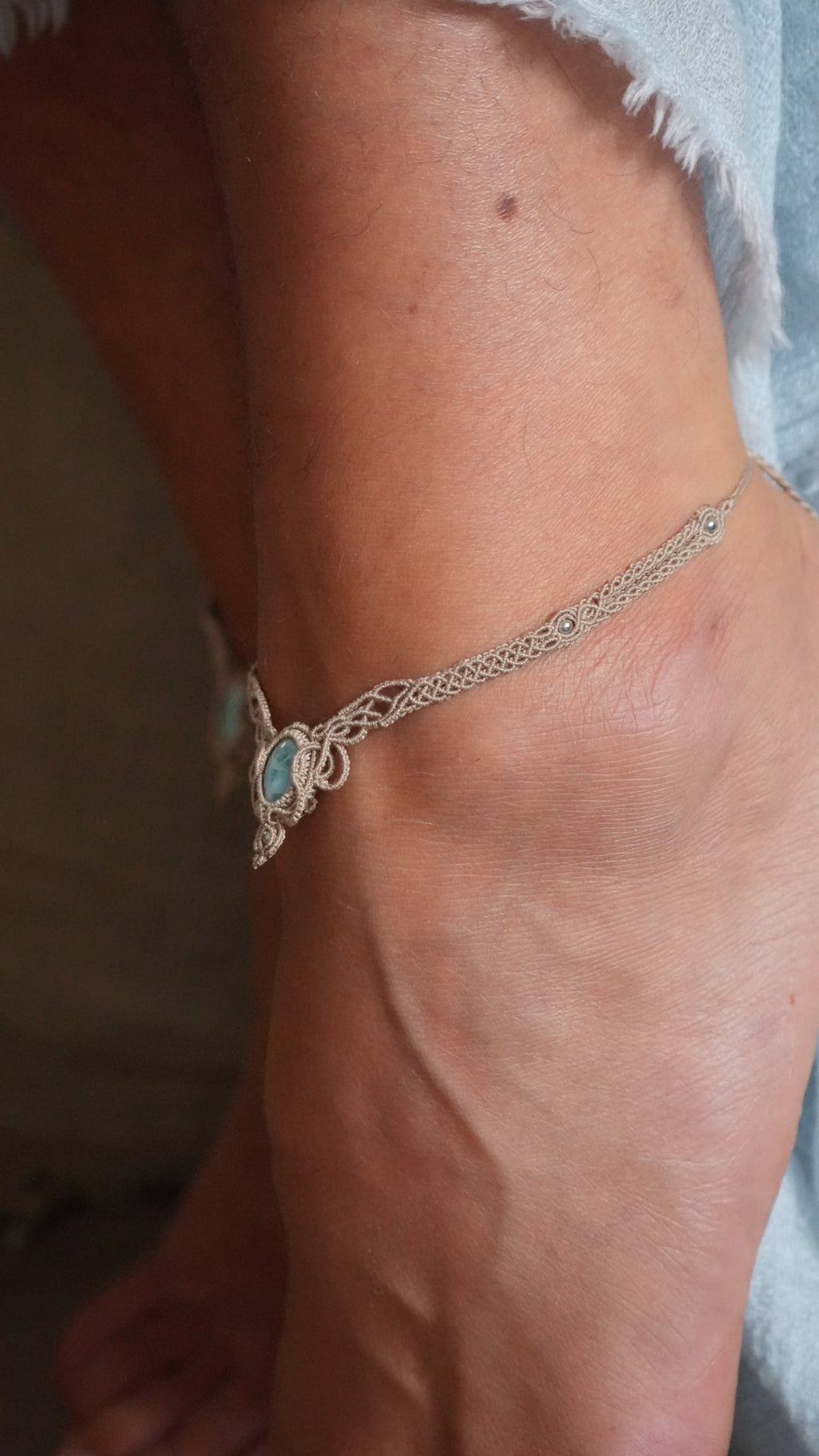 2 Chevillères larimar en micro macramé – bracelets de cheville fait main - Coton & Astrance