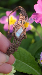 Bracelet pierre de lune arc-en-ciel asymétrique - Coton & Astrance