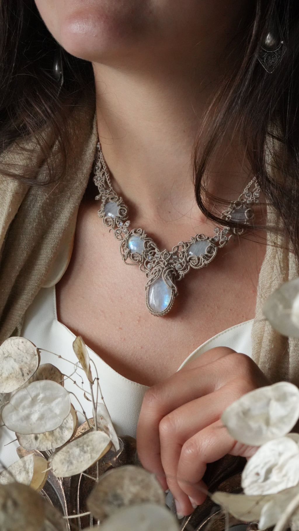 Parure pierre de lune pour mariage elfique (lot de 2) - Coton & Astrance