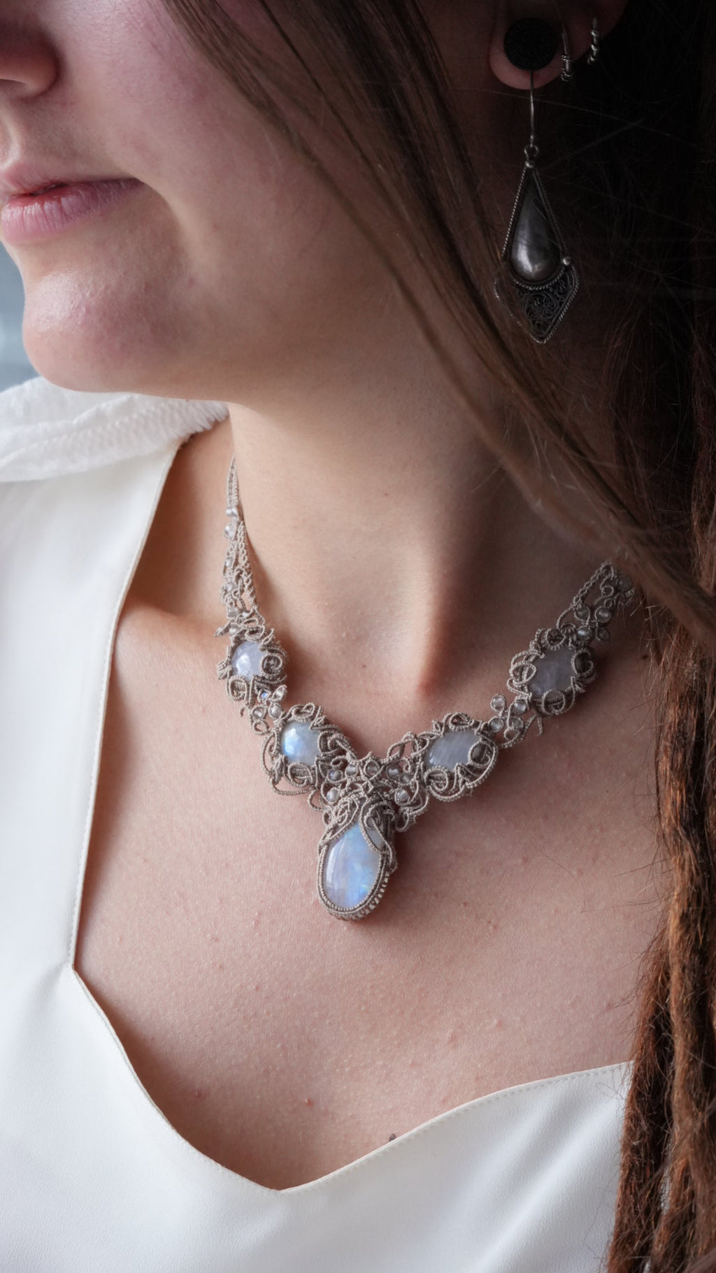 Parure pierre de lune pour mariage elfique (lot de 2) - Coton & Astrance