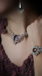 Collier plastron elfique en amétrine et micro macramé - Coton & Astrance