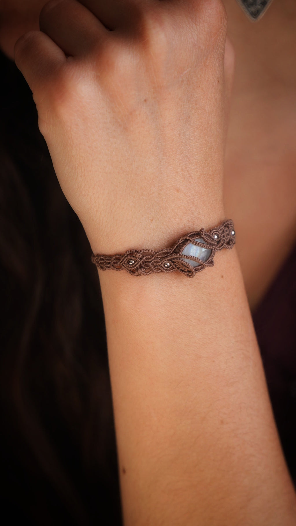 Bracelet pierre de lune arc-en-ciel asymétrique - Coton & Astrance