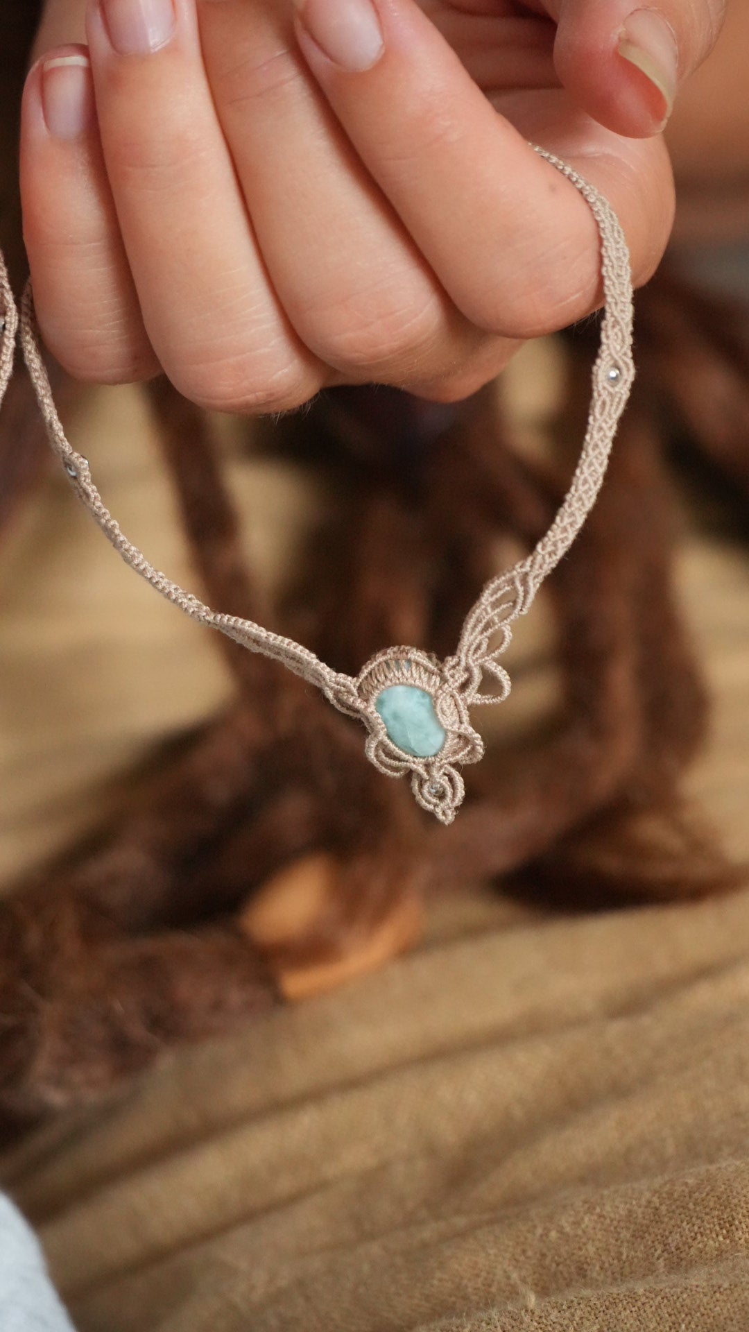 2 Chevillères larimar en micro macramé – bracelets de cheville fait main - Coton & Astrance